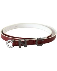 CoSTUME NATIONAL - Maroon Leather Logo Skinny Fashion - Lyst