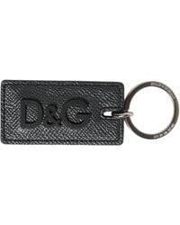Dolce & Gabbana - Calf Leather D&G Logo Metal Ring Keyring Keychain - Lyst