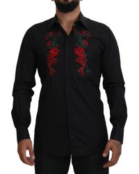 Dolce & Gabbana - Cotton Gold-fit Shirt With Rose Patches - Lyst