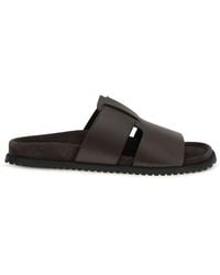 Dolce & Gabbana - Brown Calf Leather Bos Taurus Flat Sandals - Lyst