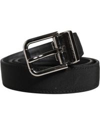 Dolce & Gabbana - Men Black Viscose Leather Metal Buckle Belt - Lyst