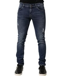 Dolce & Gabbana - Blue Washed Skinny Cotton Denim Jeans - Lyst