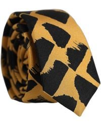 Dolce & Gabbana - Men Black Yellow Patterned Adjustable Tied Necktie Tie - Lyst