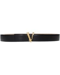 Versace - Black Leather Regular Belt - Lyst