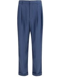 Saint Laurent - Blue Silk Dress Pants - Lyst