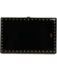 Dolce & Gabbana - Leather Studs Frame Clutch Evening Purse Bag - Lyst