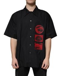 Dolce & Gabbana - Black Eye Lip Cotton Button Down Men Shirt - Lyst