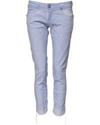 Acht - Light Blue Cotton Slim Fit Denim Low Waist Denim Jeans - Lyst
