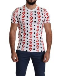 Dolce & Gabbana - Hearts Print Cotton Top T-shirt - Lyst