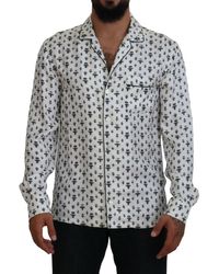 Dolce & Gabbana - White Crown Bee Print Long Sleeve Pajama Top - Lyst
