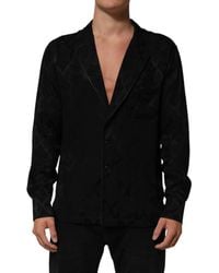 Dolce & Gabbana - Black Dg Logo Silk Men Long Sleeves Shirt - Lyst