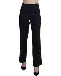 Bencivenga - Navy Blue High Waist Straight Dress Trouser Pants - Lyst