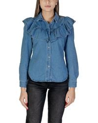 ONLY - Blue Cotton Blouse - Lyst