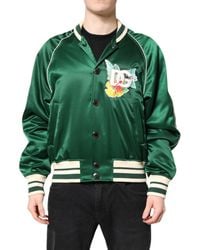 Dolce & Gabbana - Satin Floral Patch Bomber Jacket - Lyst