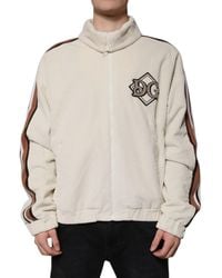 Dolce & Gabbana - Logo Applique Cotton Corduroy Full Zip Jacket - Lyst