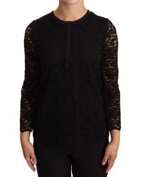 Dolce & Gabbana - Elegant Floral Lace Long Sleeve Top - Lyst