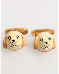 Dolce & Gabbana - Brass Tone Dog Puppy Accessories Cufflink - Lyst
