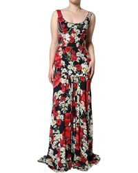Dolce & Gabbana - Floral Silk Sleeveless Long Gown Dress - Lyst