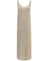 Brunello Cucinelli - Beige Linen Casual Dress - Lyst