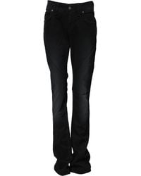John Galliano - Black Cotton Mid Waist Tapered Denim Jeans - Lyst