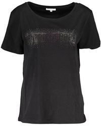 Patrizia Pepe - Chic Short Sleeve Wide Neck Tee With Contrast Details - Lyst