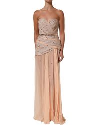 Dolce & Gabbana - Nude Embellished Strapless Evening Gown Dress - Lyst