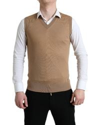 Dolce & Gabbana - Brown Wool Sleeveless Pullover Sweater - Lyst