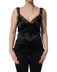Dolce & Gabbana - Lingerie Top In Satin And Lace - Lyst