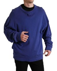 Dolce & Gabbana - Royal Blue Cotton Crewneck Pullover Sweater - Lyst