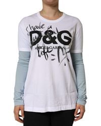 Dolce & Gabbana - Cotton Logo Print Round Neck T-Shirt - Lyst