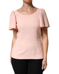 Dolce & Gabbana - Pink Short Sleeves Round Neck Blouse Top - Lyst