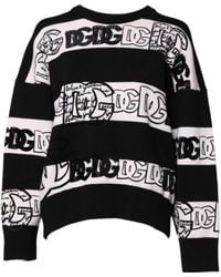 Dolce & Gabbana - Black White Logo Print Wool Pullover Sweater - Lyst