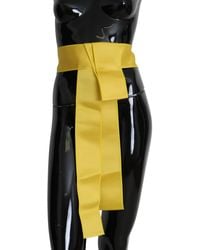 Dolce & Gabbana - Dolce Gabbana Yellow Wide Snap Button Closure Silk Belt - Lyst