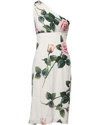 Dolce & Gabbana - Floral One Shoulder Sheath Midi Dress - Lyst