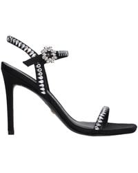 Stuart Weitzman - Black Satin Sandal - Lyst