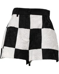 Dolce & Gabbana - Black White Floral Brocade Hot Pants Shorts - Lyst