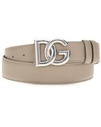 Dolce & Gabbana - Beige Calf Leather Bos Taurus Regular Belt - Lyst