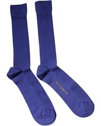 Dolce & Gabbana - Purple Cotton Logo Over The Calf Socks - Lyst
