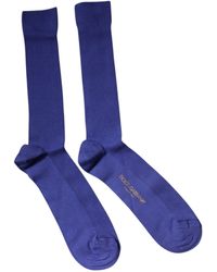 Dolce & Gabbana - Purple Cotton Logo Over The Calf Socks - Lyst