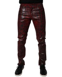 Dolce & Gabbana - Red Leopard Cotton Skinny Men Denim Jeans - Lyst