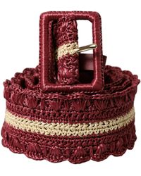 Dolce & Gabbana - Maroon Beige Braided Canvas Wide Waist Belt - Lyst