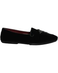 Dolce & Gabbana - Black Suede Embellished Dress Loafers Shoes - Lyst
