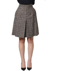 Dolce & Gabbana - Brown Tweed Kick Pleat High Waist Mini Skirt - Lyst
