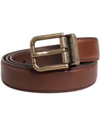 Dolce & Gabbana - Men Brown Classic Leather Metal Buckle Belt - Lyst
