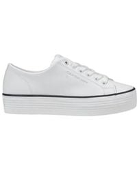 Calvin Klein - Black And White Leather Platform Sneakers - Lyst