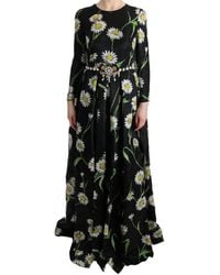 Dolce & Gabbana - Silk Sunflower Print Long Maxi Dress - Lyst