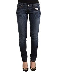 Acht - Blue Washed Cotton Low Waist Skinny Denim Jeans - Lyst