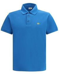 Etro - Blue Cotton Polo Shirt - Lyst
