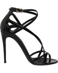 Dolce & Gabbana - Black Leather Stiletto Heel Sandals Shoes - Lyst