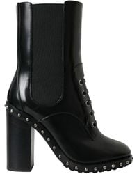 Dolce & Gabbana - Leather Studded Lace Up Boots Shoes - Lyst